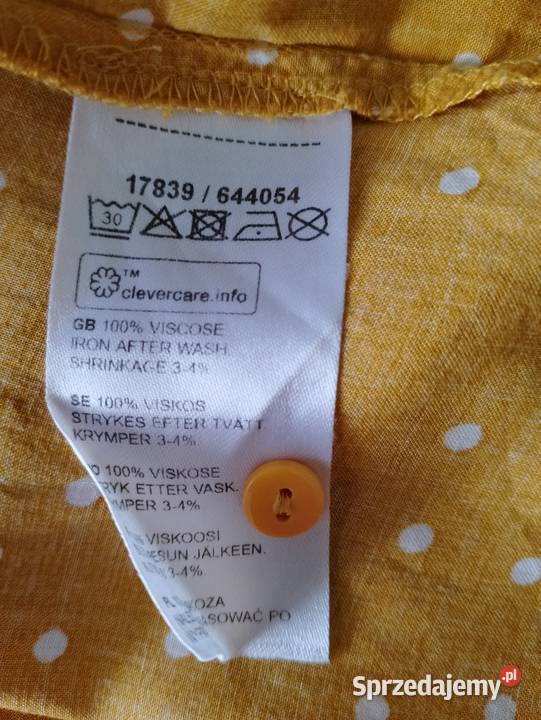 BLUZKA z długimi rękawami musztardowa w białe Oborniki