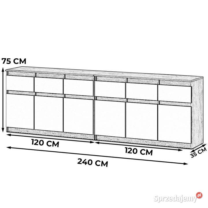 Komoda 6 Szuflad Szafka Nowoczesna Duża 240 35cm
