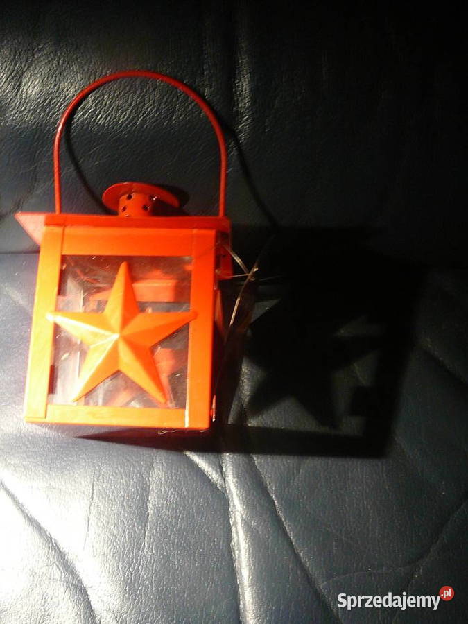 Latarnia czerwona metal szkło Nowa dolnośląskie