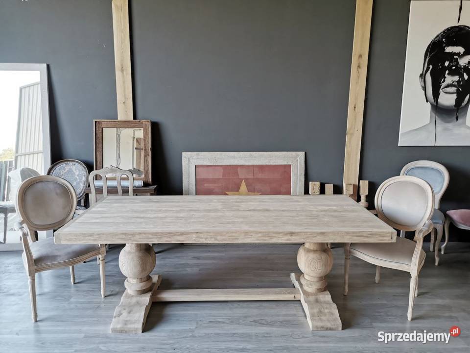 Stół dębowy na dwóch masywnych nogach 100cm Łódź
