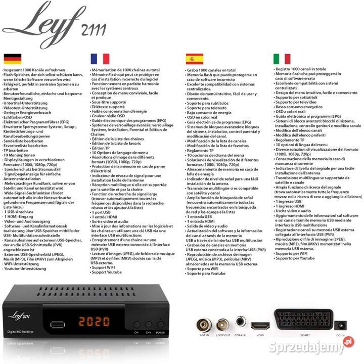 Tuner DVBT2 Hevc Leyf 2111 przewód HDMI Gaszowice