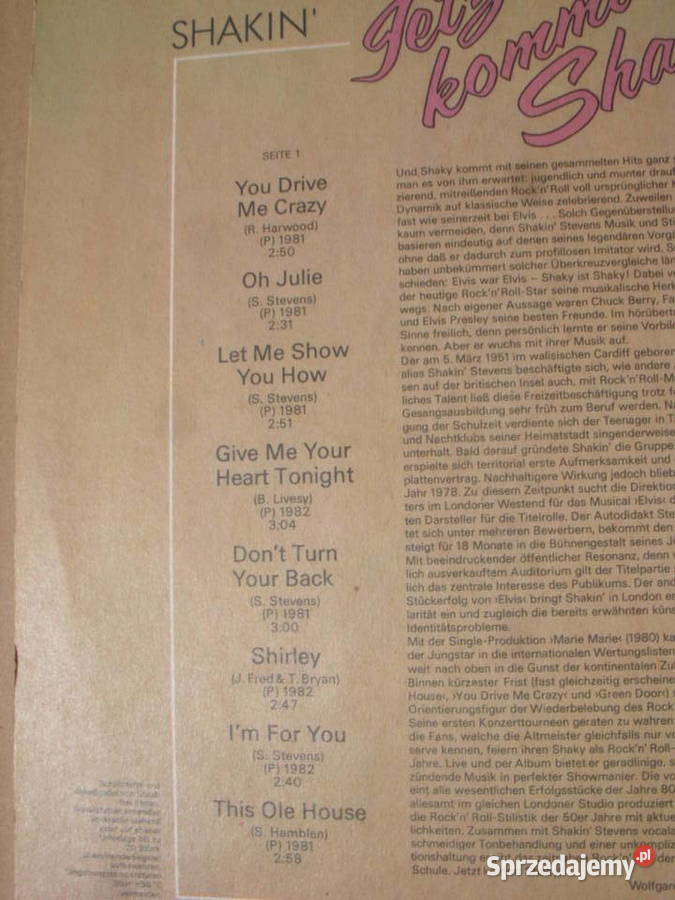 Winyl LPSHAKIN STEVENSJETZT KOMMT Amiga 1984 r Wołów sprzedam