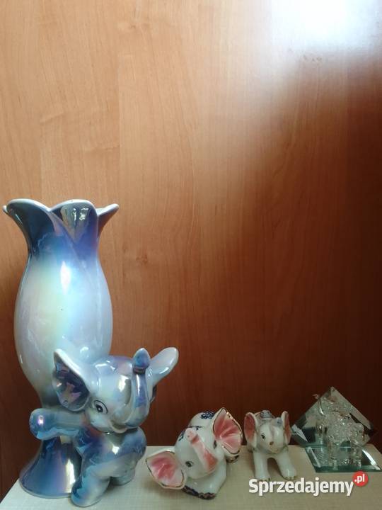 Zestaw porcelanowych słoników wazon perłowy i kujawsko-pomorskie Inowrocław