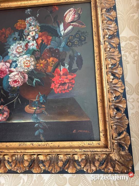 Stary piękny obraz 2w1 drewniana solidna rama Długopole-Zdrój sprzedam