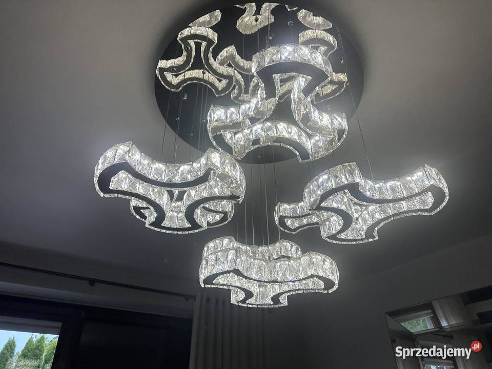 żyrandol srebrno krzyształowy