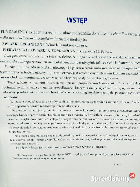 Chemia fundamenty Pazdro matura korepetycje Warszawa