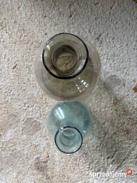 Szklane butle wino PRL balon gąsior wazon dymion Sokołów Górny