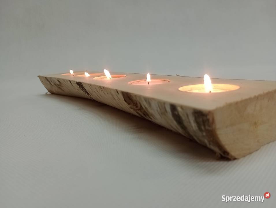 ŚWIECZNIK Z BRZOZY DREWNIANY ŚWIECZNIK TEALIGHT Żagań