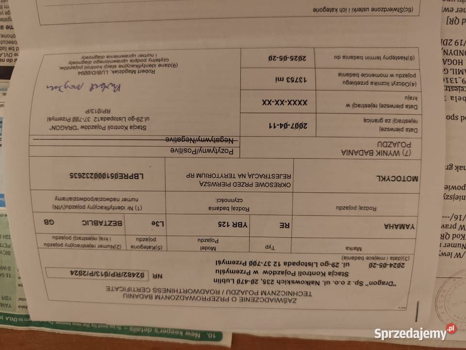 Yamaha YBR125 2007 rama z dokumentacją Przeworsk