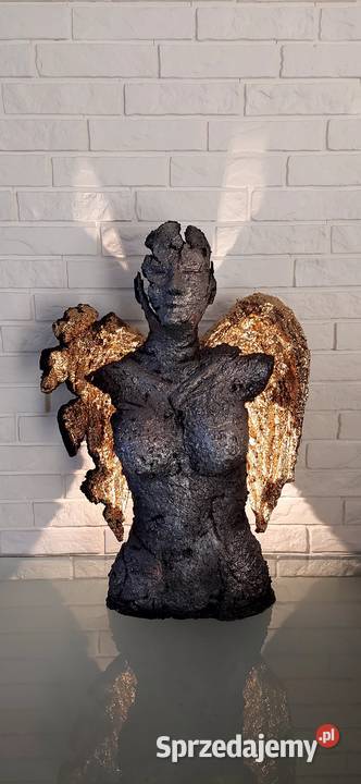 Anioł rzeźba lampa sztuka użytkowa