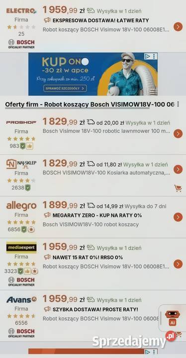Robot koszący NOWY Bosch rachunek gwarancja wielkopolskie Poznań