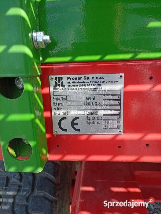Przyczepa rolnicza PRONAR PT612 2021 małopolskie Dąbrowa Tarnowska sprzedam