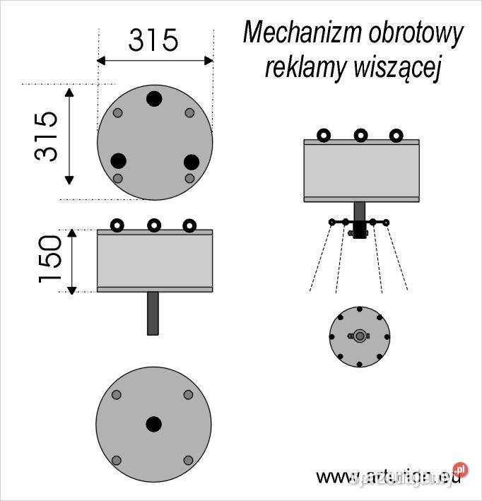 Ekspozytor Obrotnica wiszący mechanizm obrotowy Warszawa wyposażenie