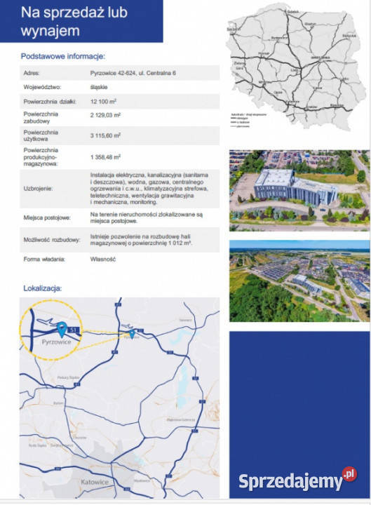 Nieruchomość biurowomagazynowoprodukcyjna Pyrzowice