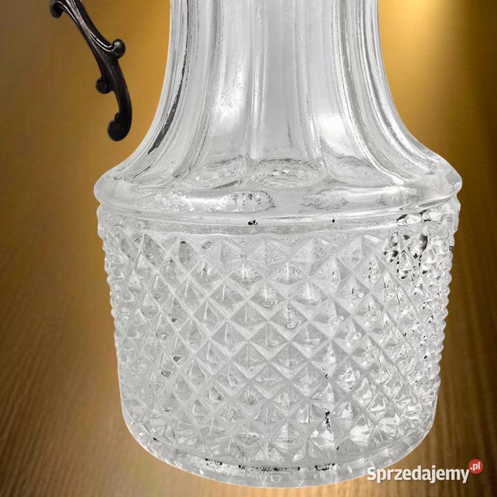 Karafka dzbanek z platerowanym okuciem Italia mazowieckie Bronisze