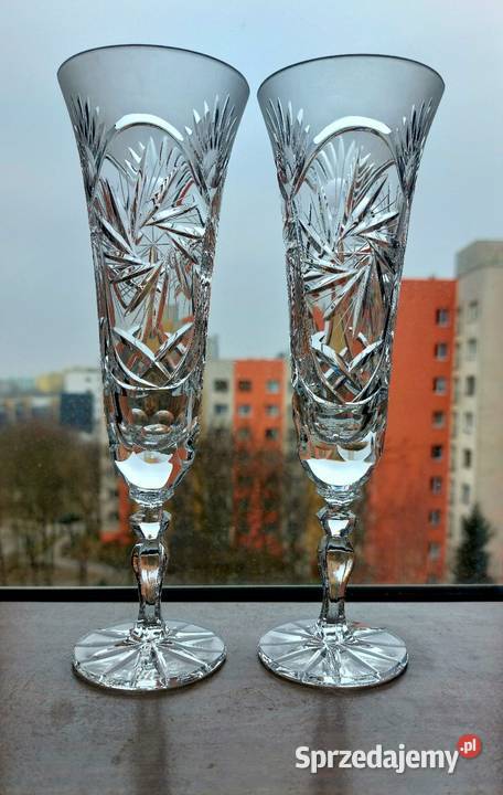 Piękne kieliszki kryształowe PRL Wrocław