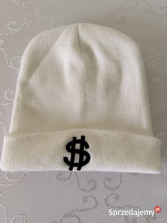 Czapka Zimowa Biała z Logo Dolara Streetwear Czerwionka-Leszczyny