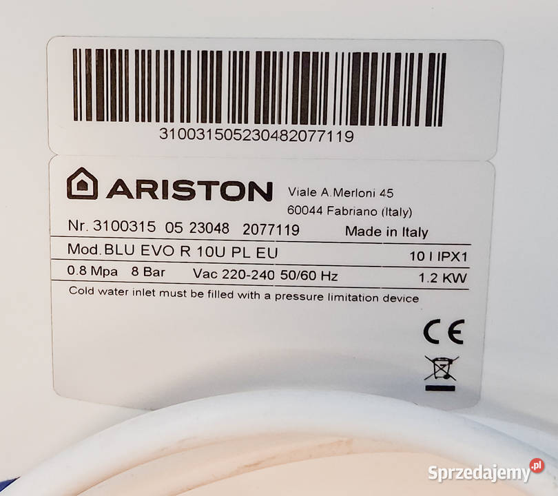 Pojemnościowy podgrzewacz wody 12kW Ariston Blu Dom i Ogród