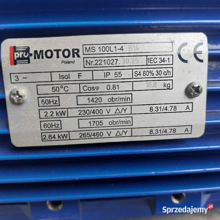 Silnik elektryczny 22 kW 1420 obr Wałek 28 mm Części i osprzęt rolniczy