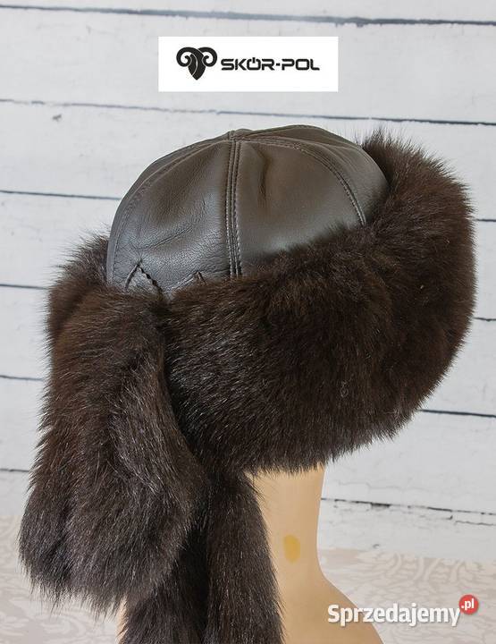 Czapka toczek z ogonem damska lis brązowy