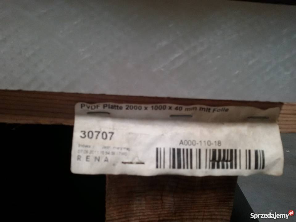 płyta grubość 40mm z PVDF wymiar 2000x1000mm