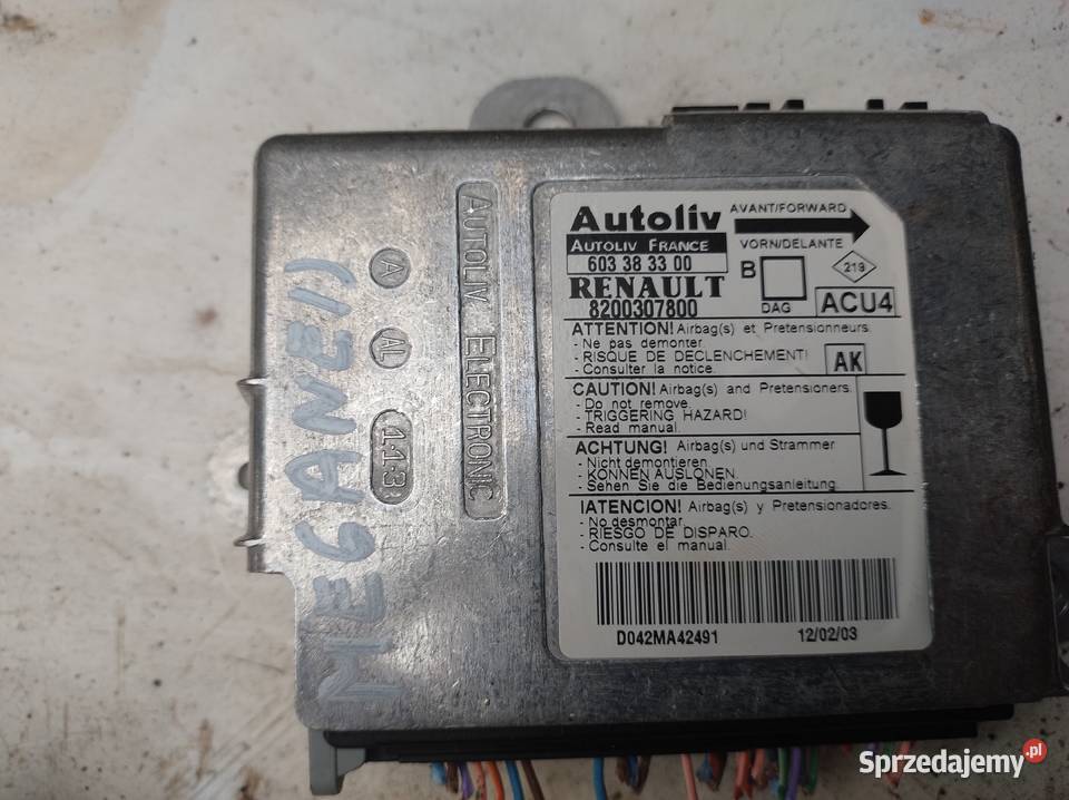RENAULT MEGANE II sensor airbag 8200307800 osobowe Kielce