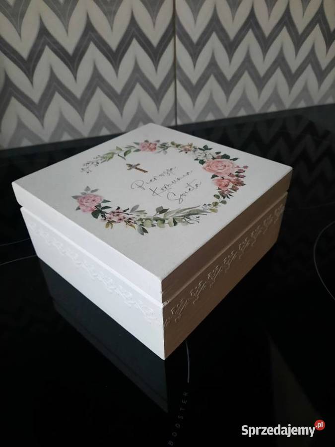 Szkatułka komunijna róże rustykalne z życzeniami sprzedam