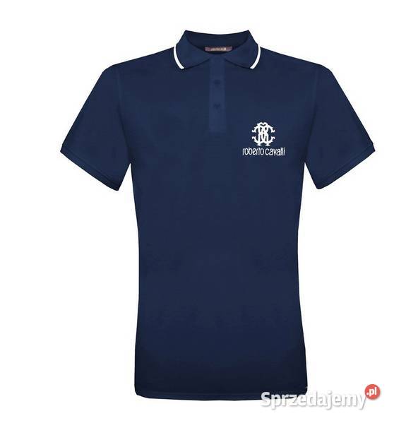 ROBERTO CAVALLI GRANATOWA POLÓWKA POLO TSHIRT Kalisz