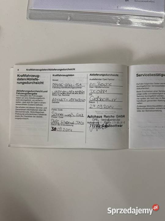 OPEL ASTRA J 14 2014 pełna historia serwisowa