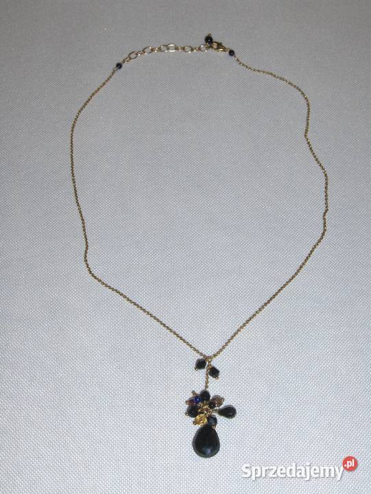 WKruk Srebrny pozłacany naszyjnik z czarnymi