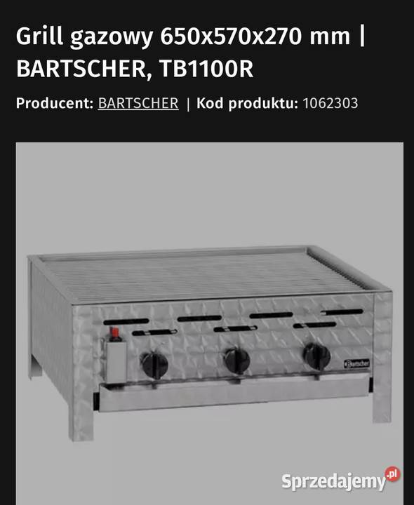 Grill gazowy gastronomiczy 3 palniki BARTSCHER Kraków sprzedam