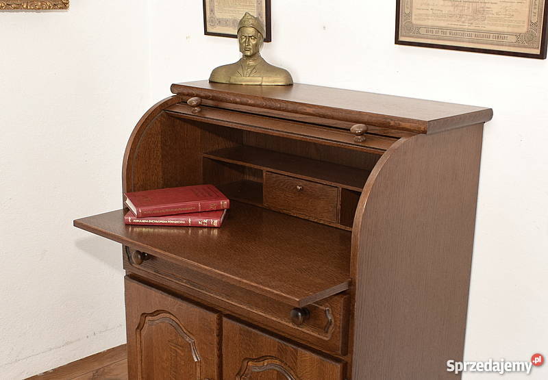ZGRABNY DĘBOWY SEKRETARZYK ROLETA BIURKO Świdnica