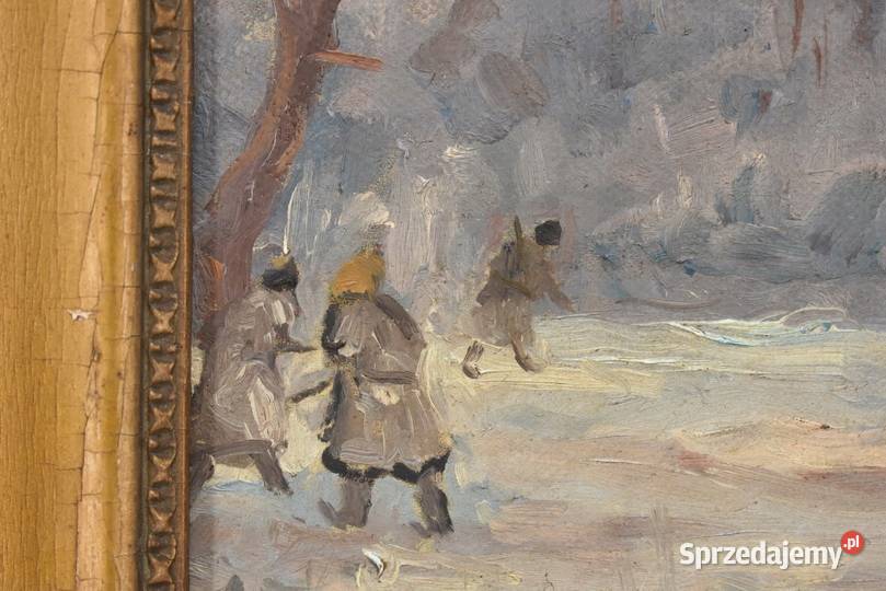 Wojciech Kossak Szarża Ułanów Na Koniach Zimowa Obrazki i obrazy małopolskie Kraków