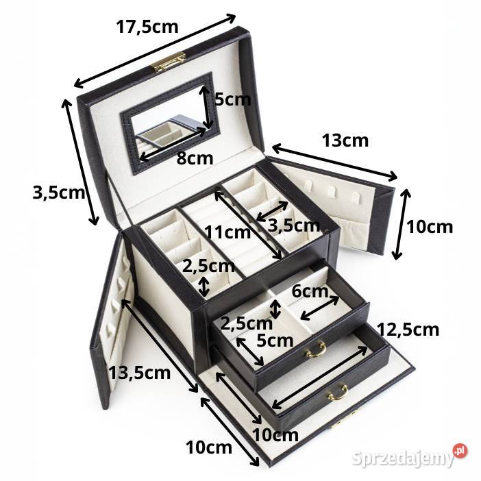 Szkatułka na biżuterię czarna z zamkiem Akcesoria do biżuterii Warszawa