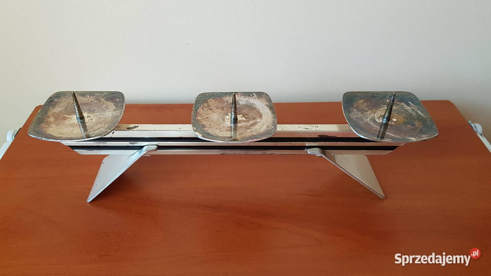 Stary metalowy świecznik z platerowanymi Dąbrowa Górnicza