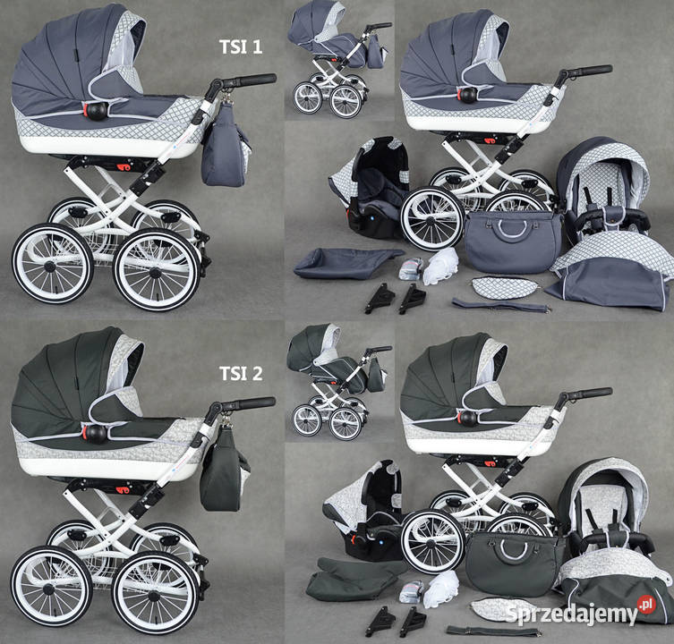 Wózek Dziecięcy VIKO Retro Chrom 3w1 Fotelik różowy