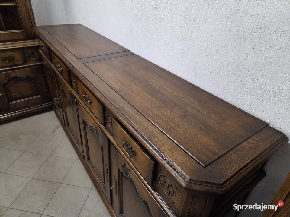 Rzeźbiony zestaw 100 dębowy do jadalni salonu wielkopolskie Kleczew