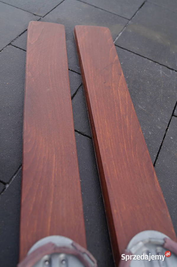 Stare narty bukowe hikorowe 163 kijki Pozostałe