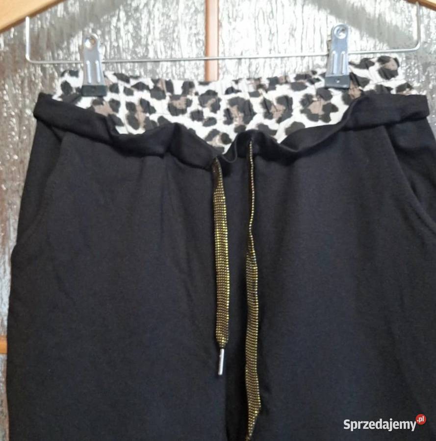 Dresowe spodnie włoskie rozmiar LXL czarne nowe Spodnie sprzedam