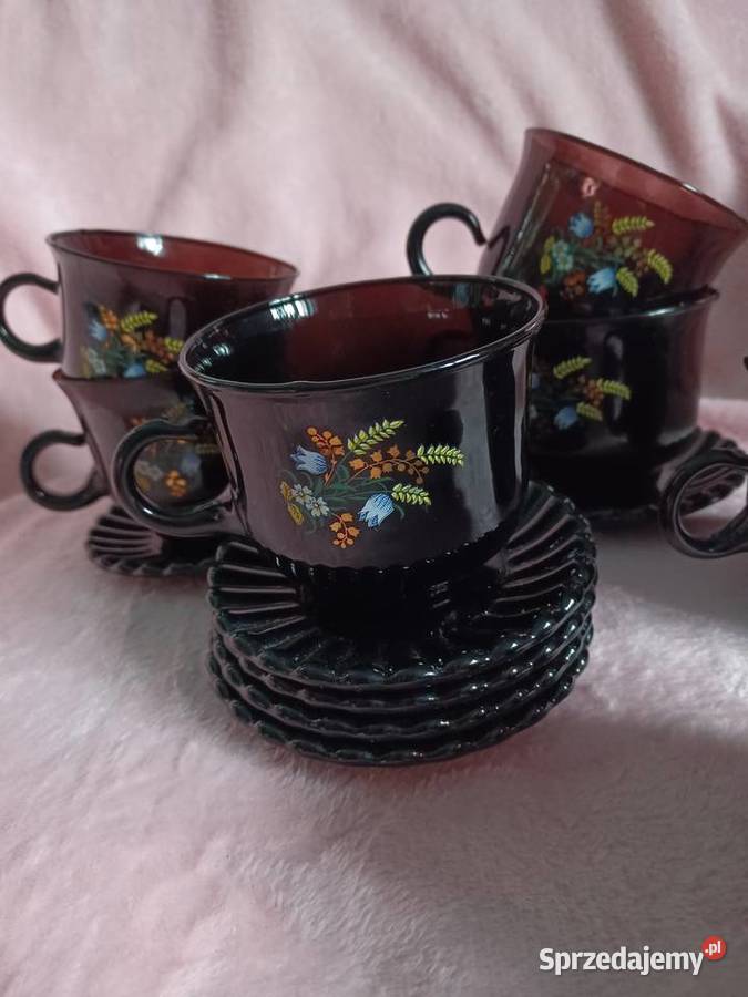 Filiżanki PRL spodeczki cukiernica 6 Łódź