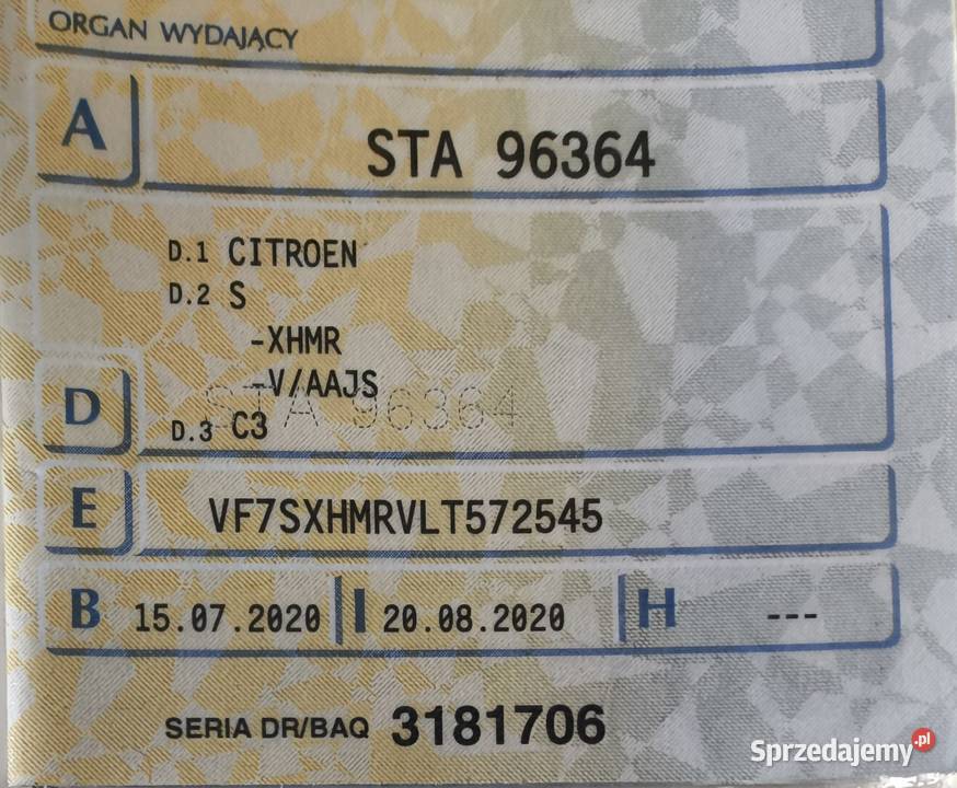 Citroen C3 Orginal 2020 Pyrzowice