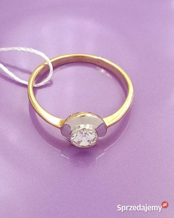 20Pierścionek r18 Złoty pr585 classic z jednym Poznań
