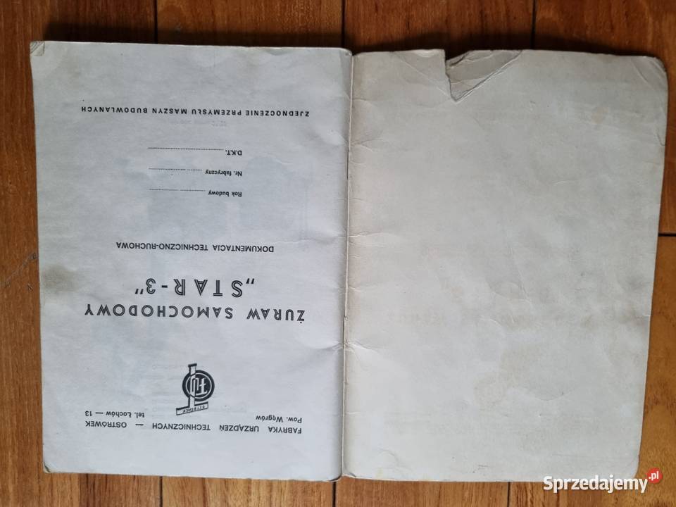 Żuraw samochodowy Star3 dokumentacja techniczno Pozostałe Bydgoszcz