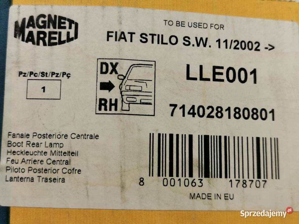 LAMPA PRAWY TYŁ FIAT STILO 20012007 NOWA MAGNETI sprzedam