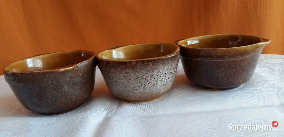 Miseczki bulionówki salaterki Mirostowice 3 odcienie brązowego sprzedam