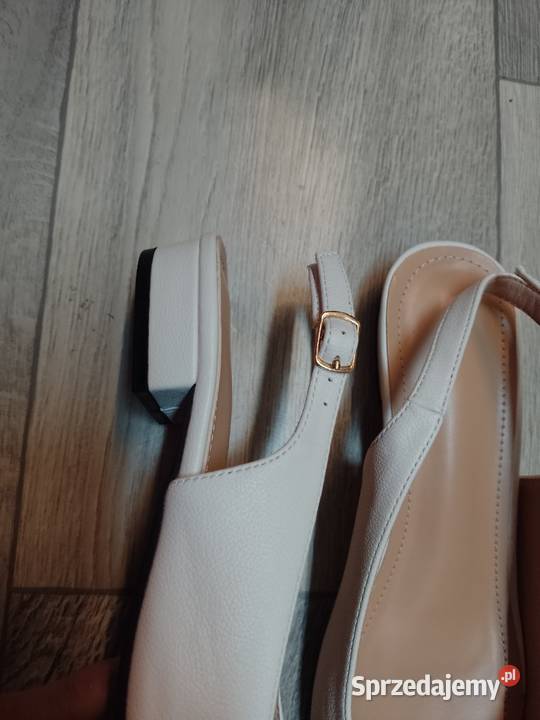 40 Białe baleriny wieczorowe z odkrytą piętą Kraków sprzedam