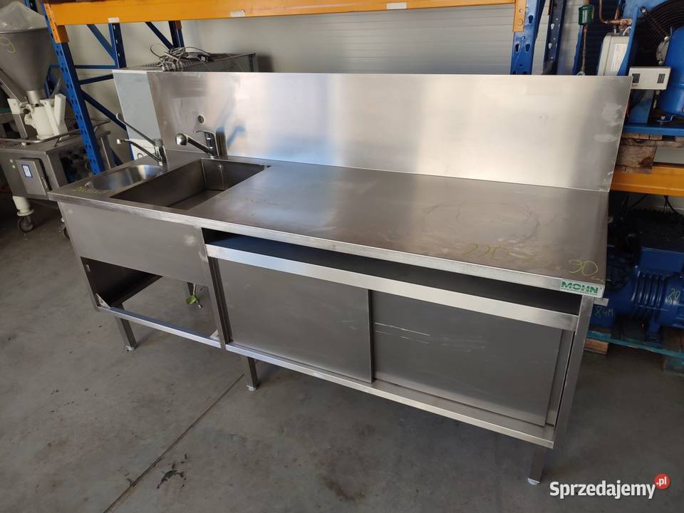 Stół roboczy nierdzewny z dwoma zlewami 2200 x Niedźwiedź
