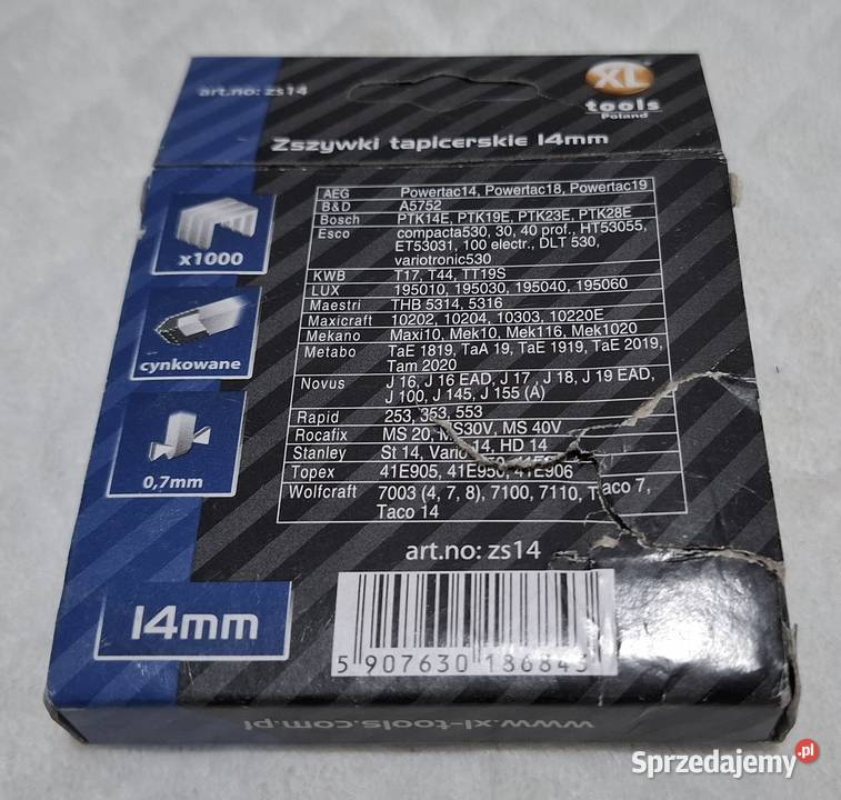 Zszywki tapicerskie 14mm uniwersalne 1000 Pozostałe Czeladź