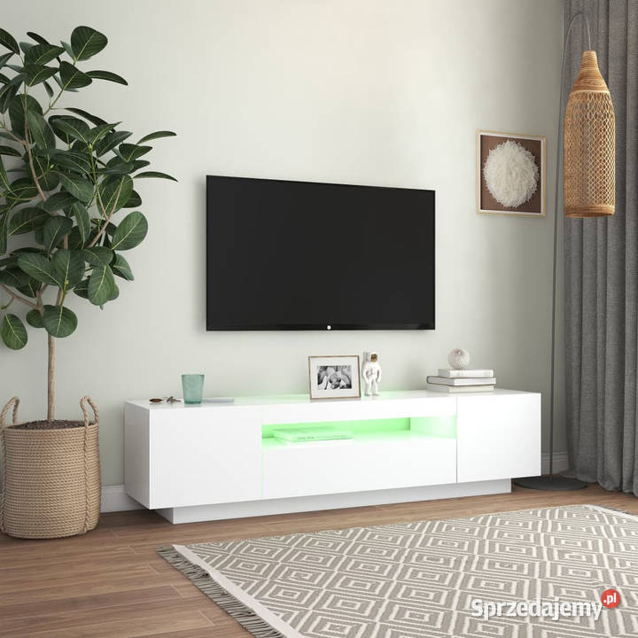 Szafka TV z oświetleniem LED biała 160x35x40 sprzedam