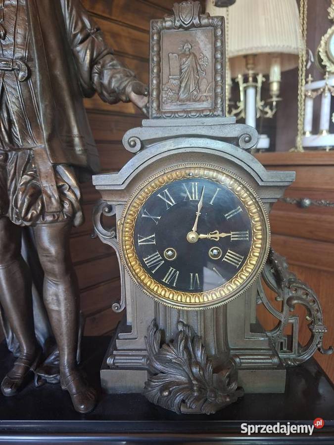 Kominkowy zegar marmurowy francuski stary Rzeszów